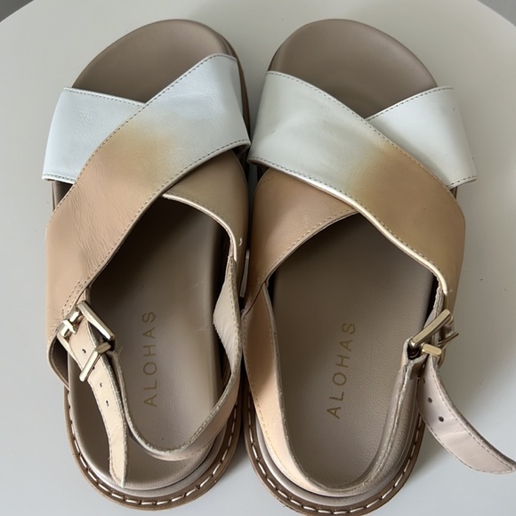 ALOHAS Marshmallow Bicolor Stone Beige Sandal Size W 5 - Picture 7 of 13